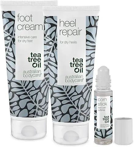 Kit para Callos y Callosidades con Aceite de Árbol de Té para Pies Suaves - Crema para Pies, Reparador de Talones y Palo para Callosidades para el Cuidado y Reparación Efectivos de los Pies  