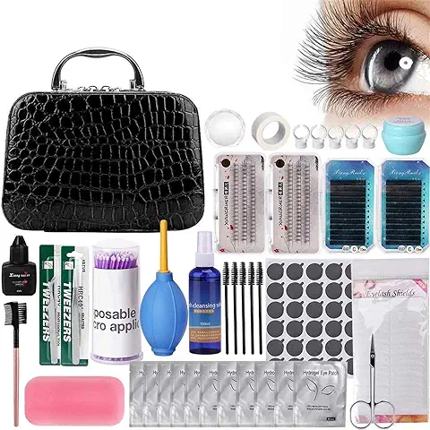 Kit Pestañas pelo a Pelo, kit de Extensión de Pestañas Profesional, kit de Entrenamiento de Accesorios de Práctica de Maquillaje Natural con Pegamento  