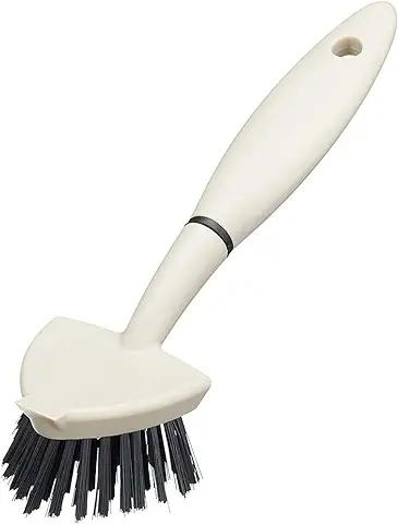 KitchenCraft Natural Elements Cepillo para Ollas Ecológico de Plástico Reciclado con Cerdas de Paja Antirasguños Cabeza Triangular 22 cm Gris  