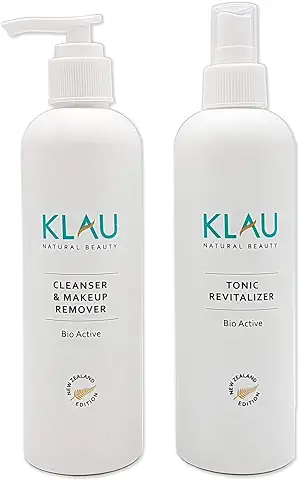 KLAU Limpiador y Tónico Facial bio, Elimina Maquillaje, Limpia y Revitaliza la piel - Ingredientes Naturales - 2 x 250 ml  