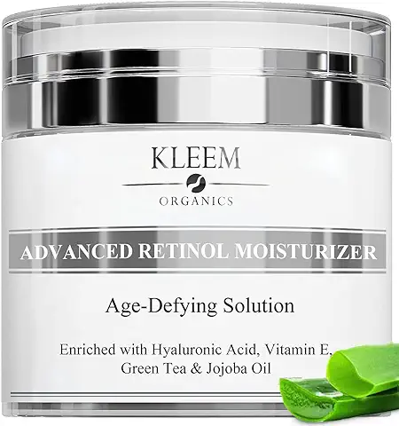 Kleem Organics Crema Antiarrugas Mujer - Reafirmante Hidratante Crema Facial, con Retinol y Acido Hialurónico - para Reducir las Arrugas, las Manchas Oscuras y el Daño Solar  