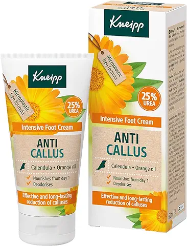 Kneipp, Crema Anti-Callos, con Extracto de Caléndula Naranja, Aceite de Jojoba, Pantenol y Vitamina E, Adecuado para Pies y Talones Secos o Agrietados, Efecto Refrescante y Desodorante, 50ml  