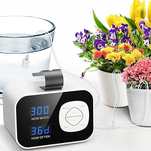 Kollea Kit de Riego por Goteo Automático, Sistema de Riego Automático para Plantas de Interior con Temporizador de Riego Programable Digital, Pantalla LED, Unidad de Riego Recargable por USB  