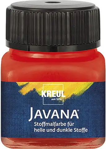 Kreul Javana 90963 - Pintura para Telas Claras y Oscuras, Cristal Rojo, 20 ml, Color Brillante a base de Agua, Carácter Pastoso, para Sellar y Estampar  