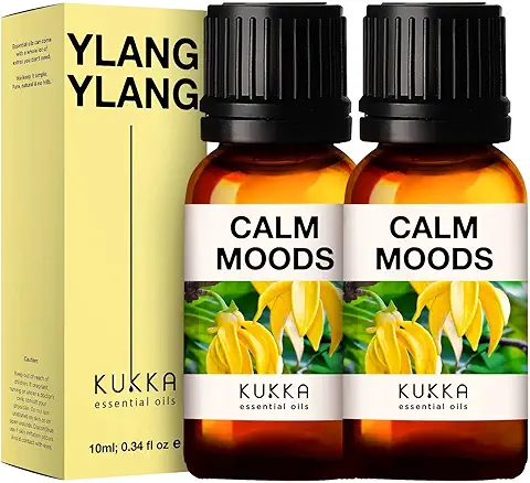 Kukka Aceite Esencial Ylang-Ylang para Difusor - Aceite Esencial Ylang Ylang Grado Terapéutico Natural para la piel - Aceite de Ylang Ylang para el Crecimiento del Cabello y Aromaterapia (10ml x 2)  