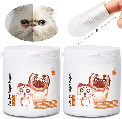 Kulloomii Dedales Limpiadores para los Ojos de Perros y Gatos 100 Piezas, Toallitas para Ojos De Perros, Toallitas Ojos Perro por Las Lágrimas De Los Ojos De Las Mascotas  