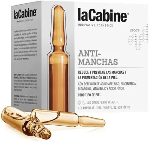 La Cabine - Ampollas Antimanchas - Despigmentante Facial - Serum Antimanchas para la Cara que Reduce la Melanina de la Piel y Previene la Formación de Manchas (10 AMPOLLAS x 2 ml)  