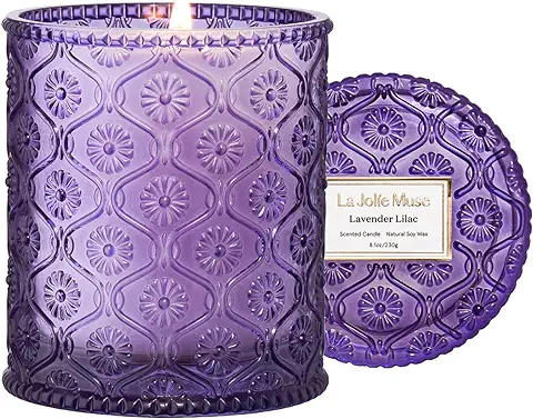 La Jolíe Muse Velas Aromáticas de Lavanda Lila, Velas Decorativas de Regalo para Mujeres, Velas de Regalo para el Dia de la Madre, Vela de Aromaterapia, 55 Horas de Combustión 230g  