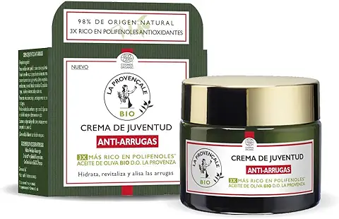 La Provençale BIO, Crema Facial Antiarrugas con Aceite de Oliva BIO, Hidrata, Reafirma, Tonifica y Recupera la Elasticidad para Todo de Pieles, 50ml  