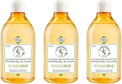 La Provençale – La Ducha Nutritiva con Aroma a miel de Flores – Gel de Ducha – Certificado Ecológico – Aceite de Oliva Orgánico AOC Provence – Frabrconectado en Francia – 500 ml – Lote de 3  