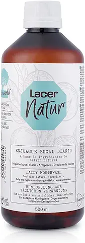 LACER NATUR - Colutorio 500ml, Enjuague Bucal Diario, Origen Natural, Anticaries y Antibacteriano, PAsta de Dientes Antiséptico, Antioxidante, Con Fluor, Sin Gluten  