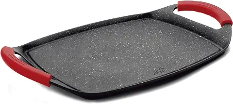 Lacor - 25547 - Plancha de Asar, Grill Eco Piedra - Compatibilidad: todo tipo de Cocinas, Apta para Inducción y Horno, Recubrimiento Antiadherente, Ecológica y Libre de PFOA, 2 x 27 x 37 cm  