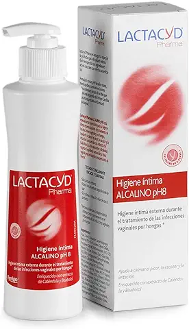 Lactacyd Alcalino Ph 8 Higiene Íntima Externa Durante el Tratamiento de las Infecciones Vaginales por Hongos - 250 ml  