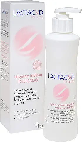 Lactacyd Pharma Delicado - Cuidado Especial de uso Diario para Mucosa Sensible y Fácilmente Irritable, Fórmula Extra Suave, Hipoalergénica y sin Perfumes, 250 ml  