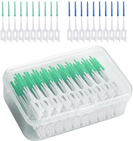 LacyMC Cepillos Interdentales,Cepillo Dental de Silicona, Interdentales de Double Uso,Cepillo Dental Suave de Goma,Cepillo Dental con Caja,para la Limpieza Dental  