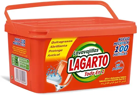 Lagarto Pastillas Lavavajillas Uno-100Uds, Compuesto, Blanco, 100 Unidad (Paquete de 1)  