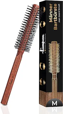 Lampox Cepillo Redondo para Barba para Hombre, Cepillo para Barba y pelo Corto y Mediano (M)  