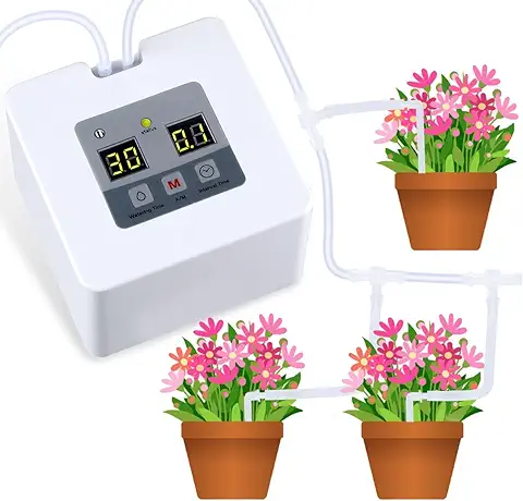 Landrip Kit de riego automático por Goteo Micro, Sistema de riego automático con Temporizador electrónico de Agua de 30 días, Carga USB de 5 V para 10 Plantas en macetas de Interior
