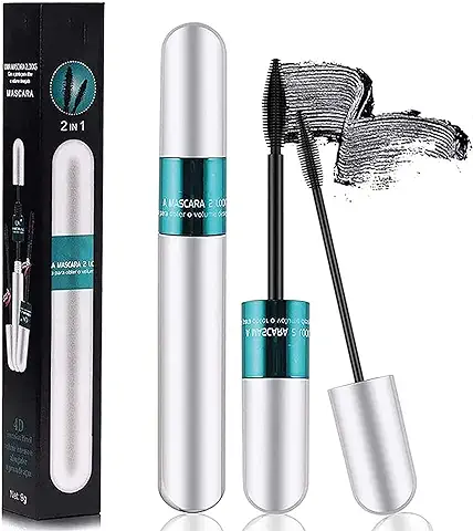 Lash Cosmetics Vibely - Máscara 2 en 1 para Alargar y Espesar Natural, Máscara de Pestañas de Fibra de seda 4D, para todo el Día, Exquisitamente Completa,gruesas, a Prueba de Manchas (1 Unidad)  