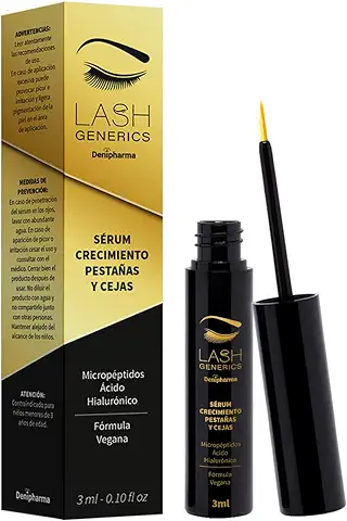 LASH GENERICS - Tratamiento Pestañas y Cejas 3 ml - Serum alto Crecimiento, Densidad y Alargamiento en 2 Semanas - Con Micropéptidos y ácido Hialurónico.  