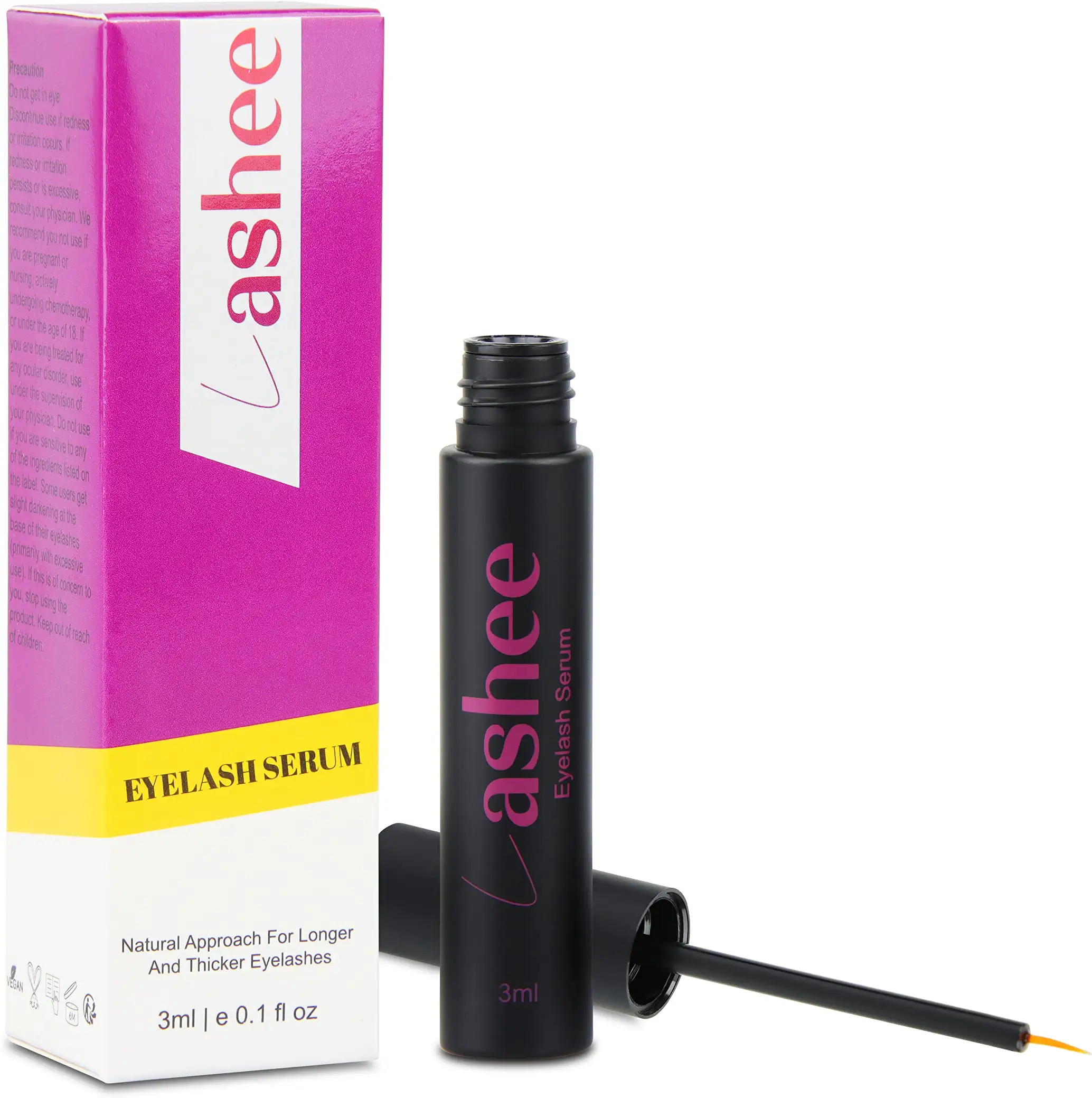 Lashee Serum Pestañas 3 ml - Tratamiento Fortalecedor y Alargador para Pestañas y Cejas - Serum Pestañas Crecimiento - Ingredientes Naturales  