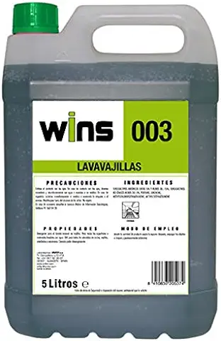 Lavavajillas Wins 003. Envase 5 Litros. Detergente para el Lavado Manual de Vajillas. Útil para Todos los Utensilios de Cocina.  