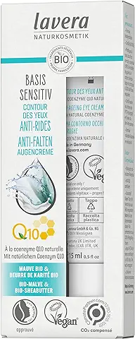 Lavera Contorno de ojos Antiarrugas con Coenzima Q10 – Vegano – Cosméticos Naturales – Ingredientes Vegetales Orgánicos – 100% Natural – Crema de 15 ml  