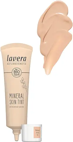 Lavera Mineral Skin Tint - Natural Ivory 02 - Cosmética Natural - Con aloe vera Orgánico, Q10 Natural y Vitamina E - Vegano - Libre de Siliconas - Libre de Aceite Mineral - Baja Cobertura - 30ml  