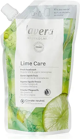 Lavera Recambio de Jabón Líquido Lime Care, Jabón Líquido Orgánico de lima y Citronela Orgánica, Limpiador Suave, Vegano, También Adecuado para Pieles Sensibles y Secas, Vegano, Orgánico (500 ml)  