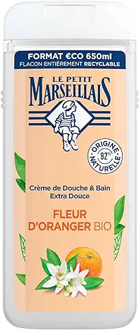 Le Petit Marseillais Gel de Ducha Corporal Extra Suave, Flor de Azahar BIO, Hidratación y Nutrición para Piel Sensible, con Ingredientes Naturales y Envase Reciclable y Recargable  
