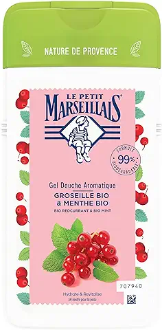 Le Petit Marseillais Gel de Ducha Orgánico de Grosella y Menta Orgánica, con pH Neutro para la piel y Ducha Aromática con Aroma Especialmente Agradable, Hidrata y Revitaliza (1 x 250 ml)  