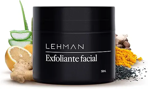 Lehman - Exfoliante Facial-Peeling Facial Combate los Puntos Negros,Poros Dilatados, Espinillas y Acne-Carbón Activado y Partículas de Carbón-Exfoliante Facial Hombre-Piel Mixta a Grasa  