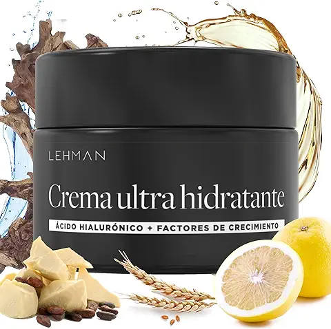 Lehman•Crema Hidratante Facial para Hombre+ Ácido Hialurónico+factores de Crecimiento+colágeno•Crema Antiarrugas Hombre•Crema de Hombre Facial Antiarrugas•Natural•Crema de cara Hidratante para Hombre  