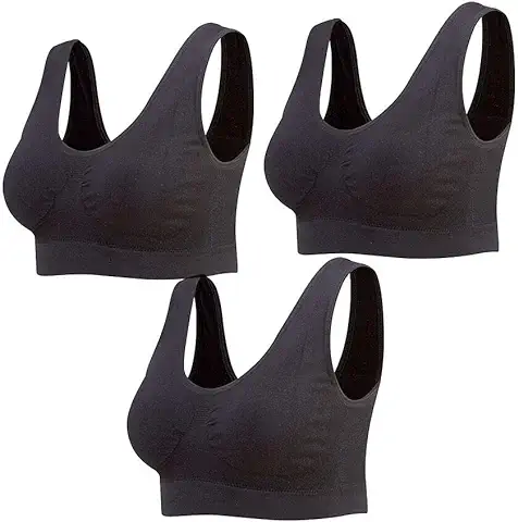 Lemef Sujetador Deportiva sin Costuras Sostén sin Aros con Almohadillas Extraíbles para Mujeres (3 Paquetes)  