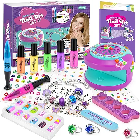 LemonDream Juegos de Arte de Pintauñas para Niñas de 6 7 8 9 10 11 12 Años Kits de Esmalte de Uñas Maquillaje para Niñas  