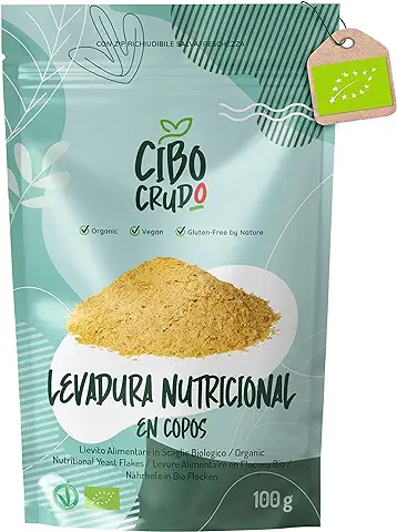 Levadura Nutricional Ecologica en Copos - 100g. Naturalmente Sin Gluten Lactosa y Gasificantes. Alternativa a la Levadura de Cerveza. Organic Nutritional Yeast Flakes.  