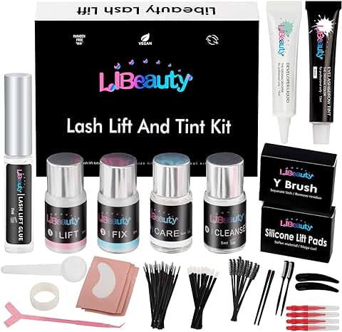 Libeauty Kit de Lifting y Tinte de Pestañas, Kit de Teñido de Cejas y Pestañas 4 En 1, Rizado Semipermanente, Adecuado Para SalóN Y Bricolaje En El Hogar  