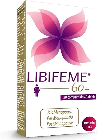 LIBIFEME 60+ Pastillas Post Menopausia - Sin Fito Estrogenos - Especial Mujeres Maduras - Protector Intimo que Mejora la Sequedad Vaginal e Hidratación de la piel ojos y Mucosas - Tratamiento 1 mes  