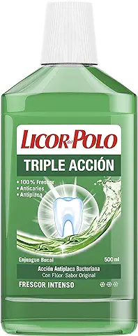 Licor Del Polo - Enjuague Bucal Triple Acción - Antiplaca, Acción Antiplaca Bacteriana, Frescor Intenso, 500 ml  