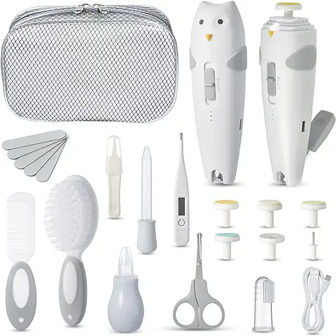 Lictin Set para Cuidado del Bebé-26 en 1 Recargable Cortaúñas Eléctrico para Bebé set, Lima de Uñas para Bebés con Iluminación Automática, Portátil Kit de Aseo para Bebés, ¡gran idea de Regalo  