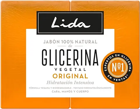 Lida - Jabón en Pastilla 100% Natural de Glicerina, Elaboración Tradicional - Pack 2 Unidades  