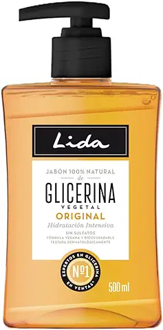 Lida - Jabón Líquido de Manos 100% Natural de Glicerina, Elaboración Tradicional - 500 ml  