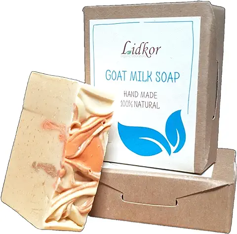 LIDKOR Bio Jabón de Leche de Cabra con Aceite de Coco 100g - Mascarilla Facial Anti Puntos Negros y el Acné - Cuidado Natural para Cara y Cuerpo con Aceite de Oliva & Retinol - Anti Eczema  