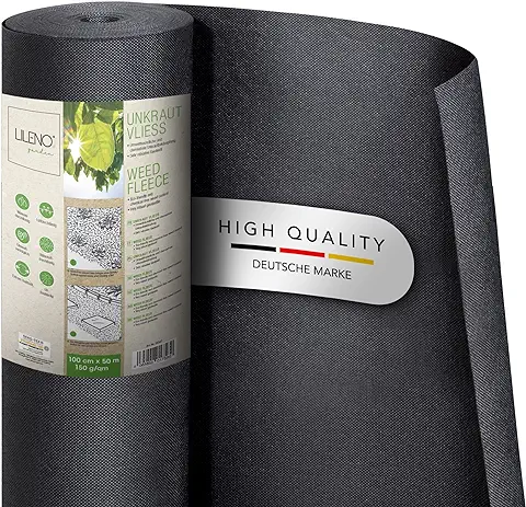 LILENO HOME Fieltro de Malezas, para Jardín, Contra Malas Hierbas, 50 m², 150 G/m², Impermeable, Resistente a las Roturas, Resistente a los Rayos UV [1 m x 50 m]  