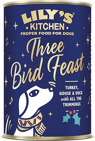 Lily’s Kitchen con Ingredientes Naturales Lata de Alimento Húmedo para Perros Adultos Festín de tres aves Para Perros Pequeños, Medianos y Grandes 400 g  
