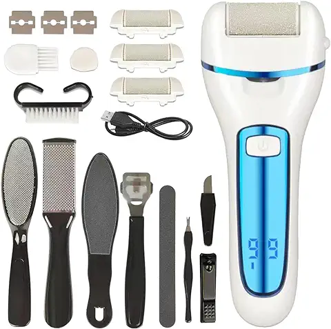 Lima Azul  Electrica Quita Durezas para Pies Pedicura Profesional Eliminar Corta Callos , Limadora Raspador Removedor Quitar Set Kit Talones Agrietados Cuidado Maquina  