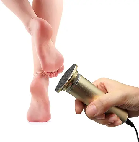 Lima Eléctrica Para Pies, Velocidad Ajustable, Lima Electrónica Para Pies Para Mujeres y Hombres Cuidado de Los Pies con Almohadillas de Repuesto, Elimina la Piel Seca y Dura (Oro)  
