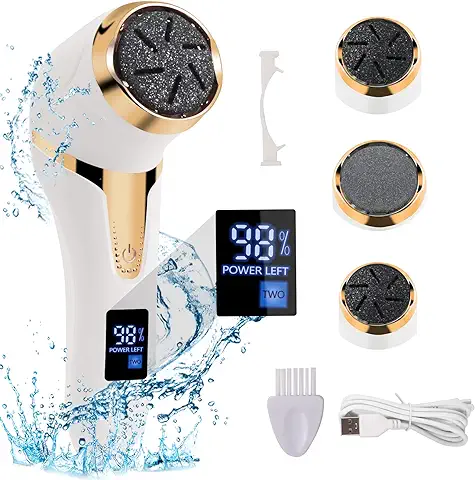 Lima Electrica Pies, CIBITA Pedicura Profesional Lima, IPX7 Impermeabl Quita Durezas para Pies, Recargable Eliminar Callos Pies, Aparato de Pedicura con 3 Repuesto Rodillos, 2 Velocidades (Blanco)  