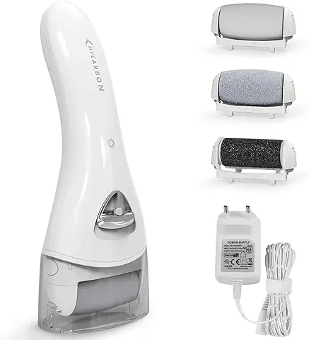 Lima Elétrica de pies MYCARBON, Recargable Aparato de Pedicura Profesional, Eliminar las Durezas y las Callosidades, con Recambios (Blanco)  