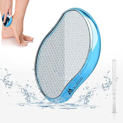 Lima Pies de Nano Vidrio, Lima Durezas Pies Profesional, 2 en 1 Húmedo y Seco Adecuado Para Que las Familias Quita Callos Pies, ABS (Azul de Alto Brillo)  